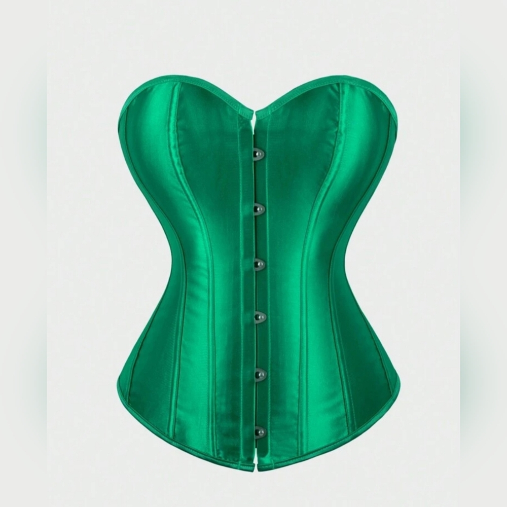 NWT: Emerald Green Satin Corset, Size XL